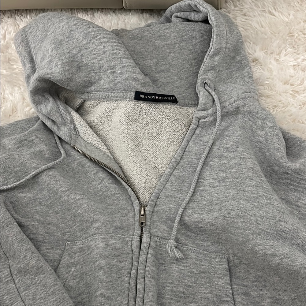 Brandy Melville Gray Zip-Up Hoodie